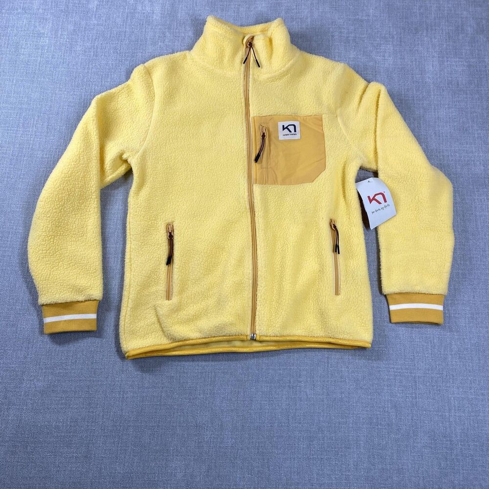 Kari Traa Rothe Midlayer Fleece Jacket Womens Small Yellow Full Zip Pockets